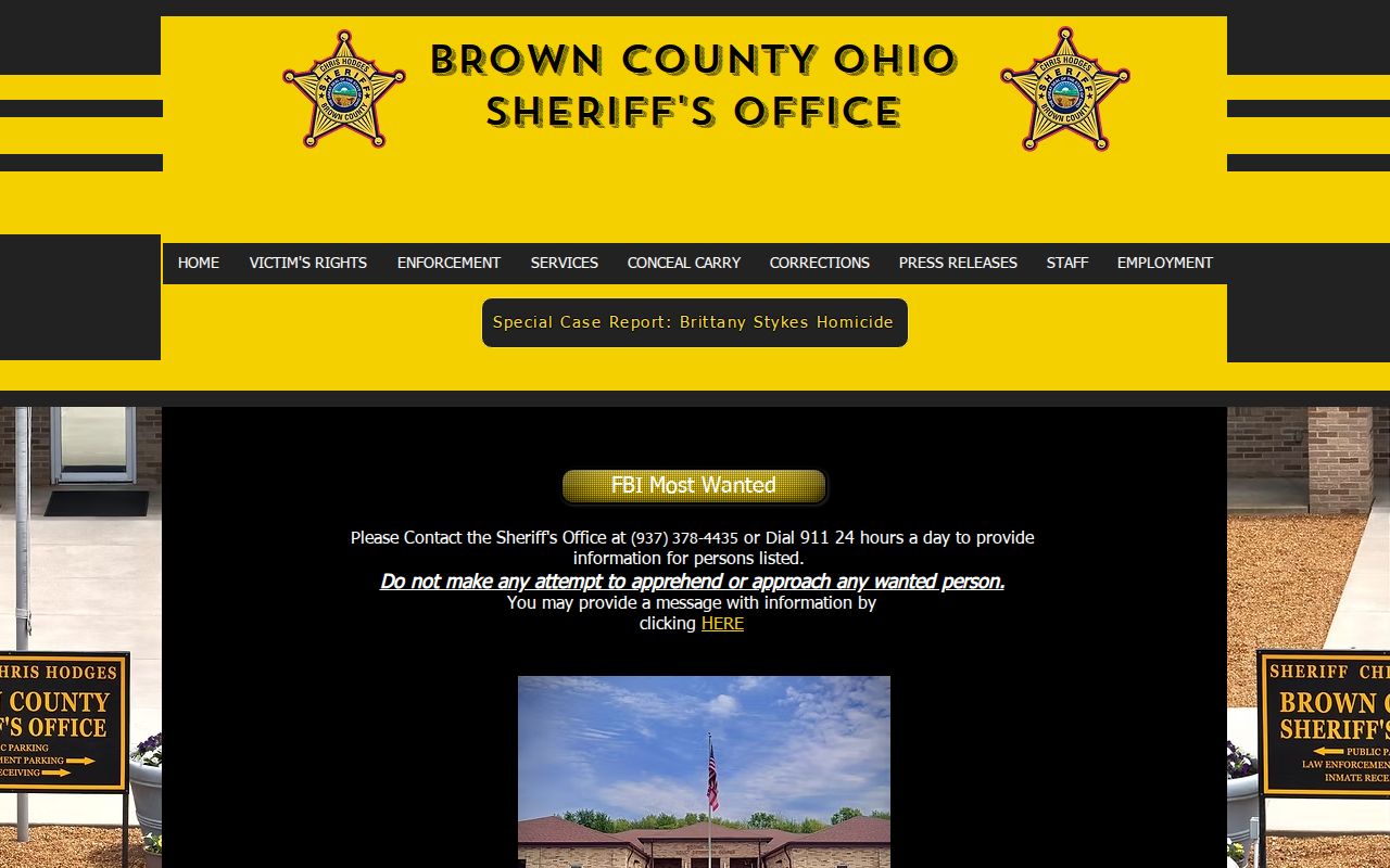 Brown County Most Wanted warrant-record listing page