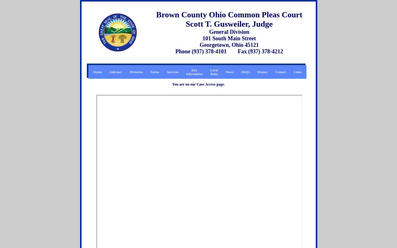 Brown County Common Pleas warrant and court-record access